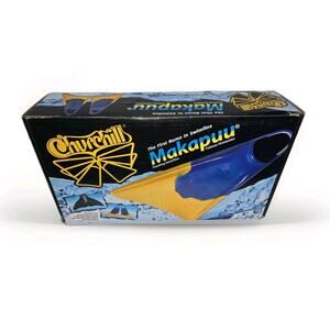 Churchill Makapuu Swim Fins - Yellow/Blue, Men’s ML (9-10.5 US), Bonus Mesh Bag